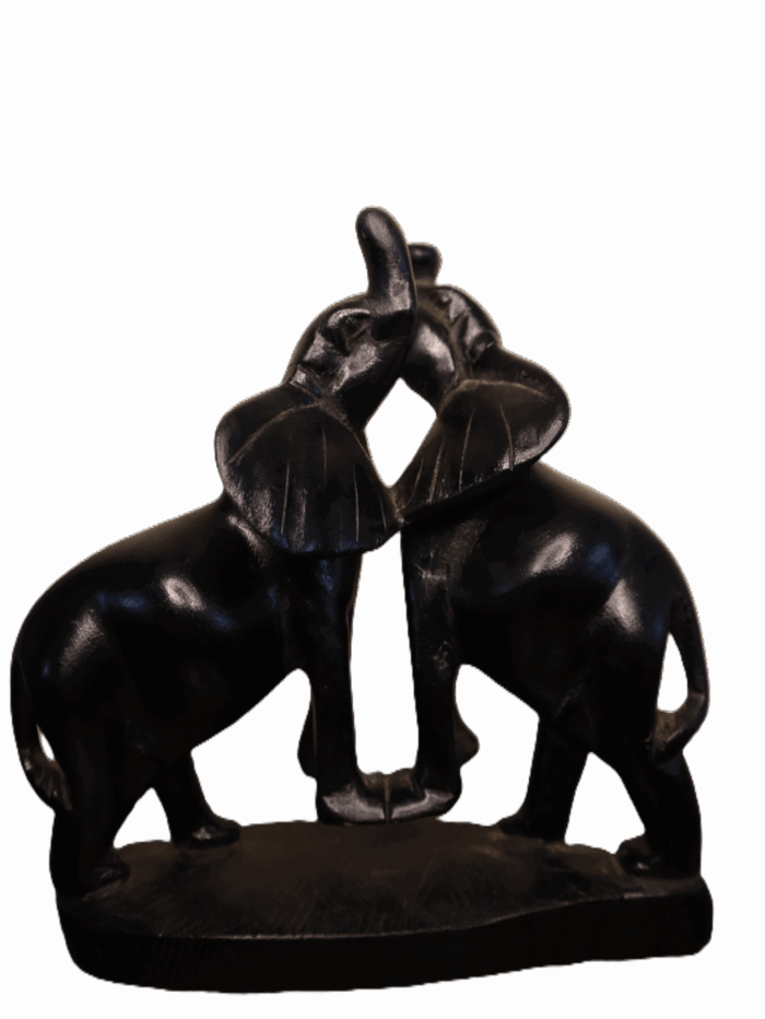 Handcrafted Wooden Elephant Duo – Symbol of Love & Good Fortune