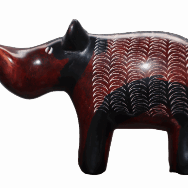 Hand-Carved Wooden Hippopotamus – African Tribal Art