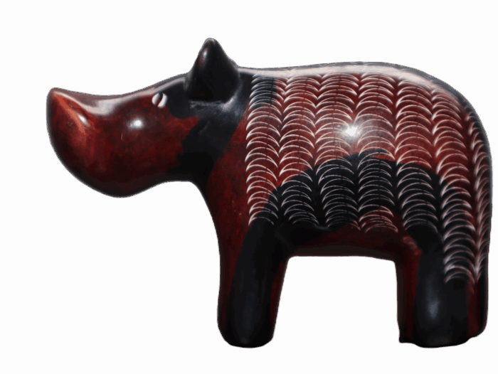Hand-Carved Wooden Hippopotamus – African Tribal Art