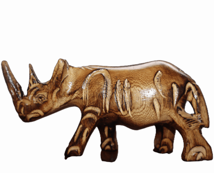 Majestic Rhino Wooden Sculpture – Handcrafted Masterpiece